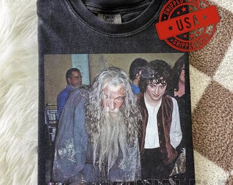 Gandalf DJ with Frodo Graphic T-shirt | Comfort Colors Tee