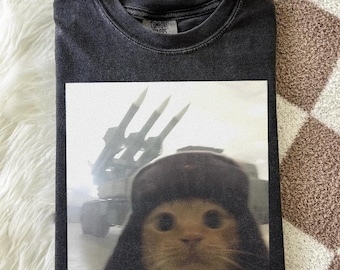 Comfort Colors Funny Army Cat Meme Shirt, Military Cat Aesthetic Tee, Gen Z Joke Shirt, Gen Z Brainrot Gift
