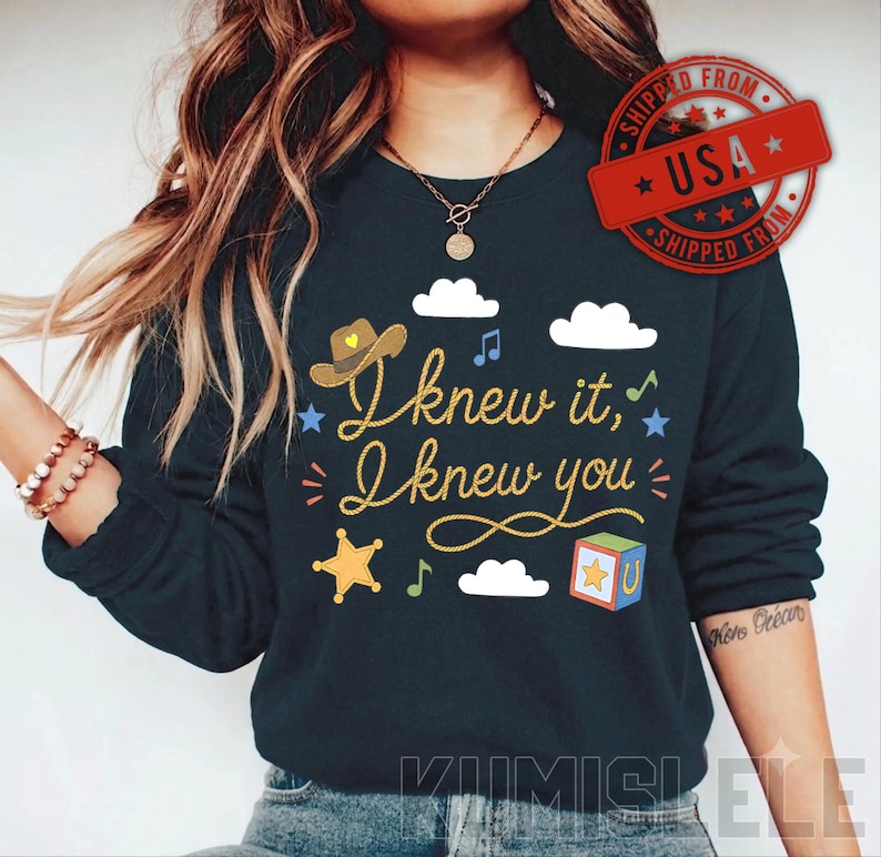 Camiseta vintage "Lo sabía, te conocía", camiseta de amistad TS, camiseta de Woody y Buzz Lightyear, camiseta a juego para la familia Story imagen 7