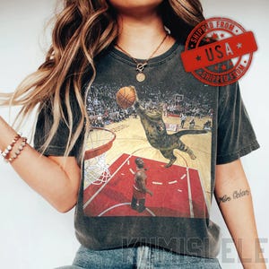Vintage Funny Cat Dunking Basketball Meme Cat T-Shirt | Humor, Sports, Comfort Colors Shirt image 2