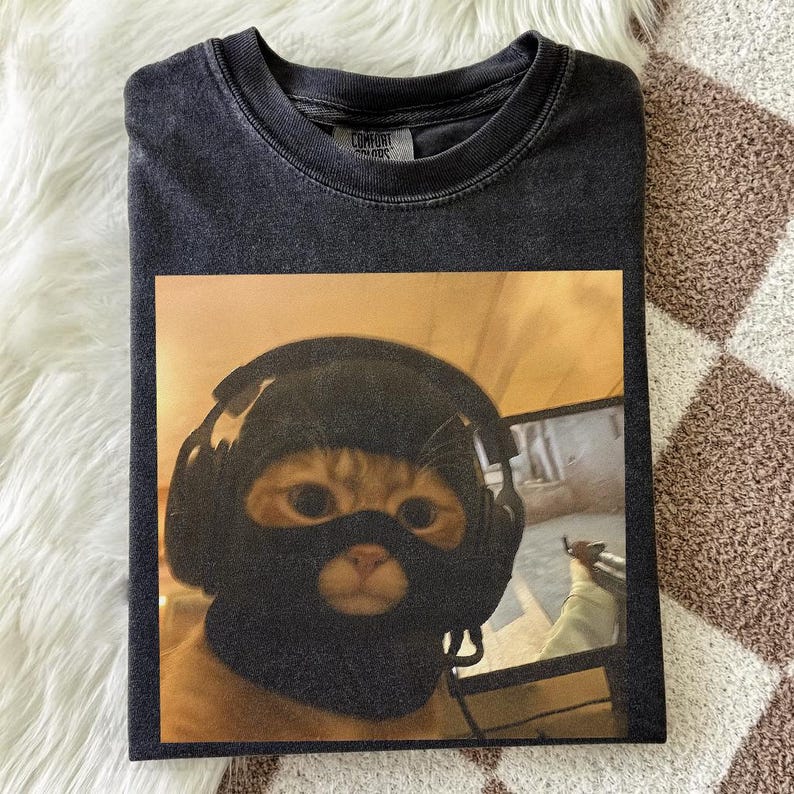 Comfort Colors Funny Gamer Cat Meme Shirt, CSGO Cat Shirt, Tactical Kitty Joke Tee, Gen Z Brainrot Gift, Cool Cat Gaming Top image 1
