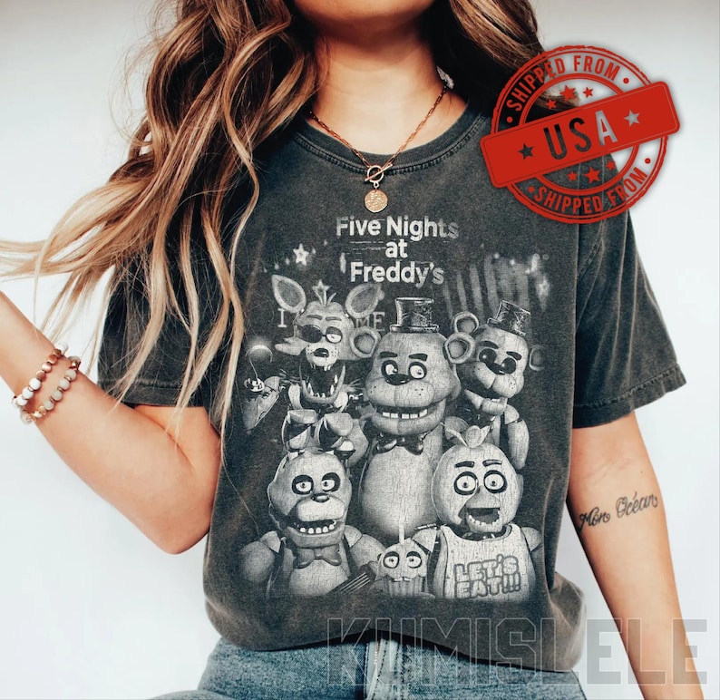 Comfort Colors Five Nights at Freddy's Vintage Tee T-Shirt | Retro Horror Game image 2