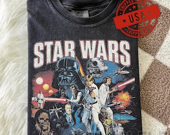 Vintage Star Wars A New Hope T-Shirt, Retro 70s Movie Poster Tee, Distressed Graphic Shirt, Darth Vader Luke Skywalker Gift, Sci-Fi Merch