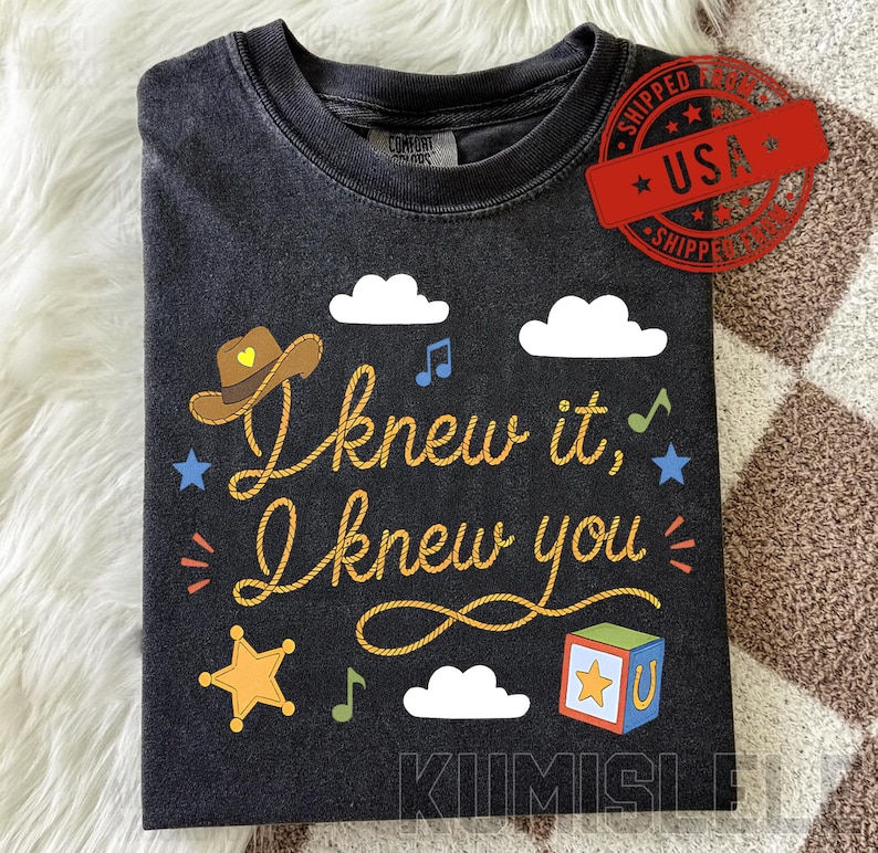 Camiseta vintage "Lo sabía, te conocía", camiseta de amistad TS, camiseta de Woody y Buzz Lightyear, camiseta a juego para la familia Story imagen 1