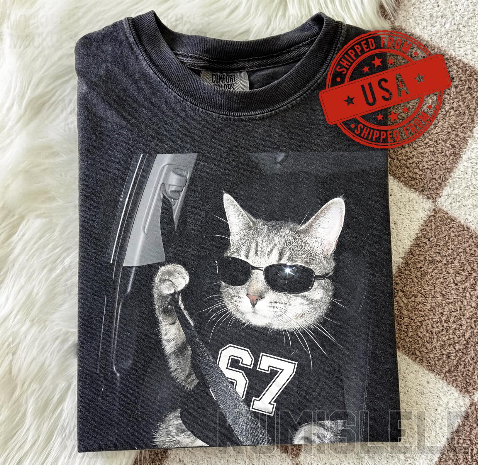 67 Cat Wearing Sunglasses Meme T-shirt | Gen Alpha 6 7 Funny - Etsy ...