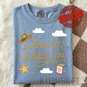 Camiseta vintage "Lo sabía, te conocía", camiseta de amistad TS, camiseta de Woody y Buzz Lightyear, camiseta a juego para la familia Story imagen 3