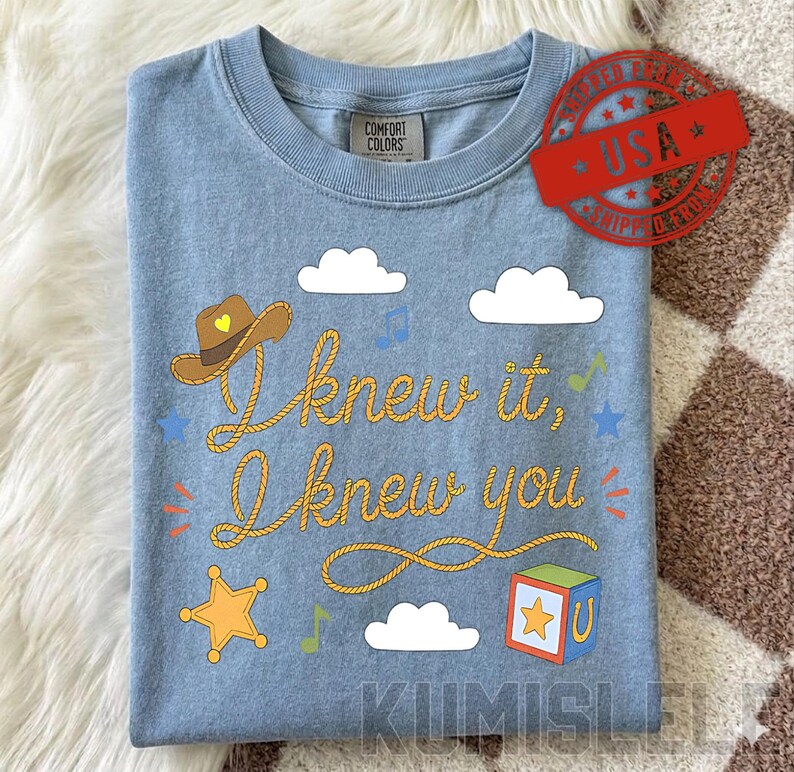 Camiseta vintage "Lo sabía, te conocía", camiseta de amistad TS, camiseta de Woody y Buzz Lightyear, camiseta a juego para la familia Story imagen 3