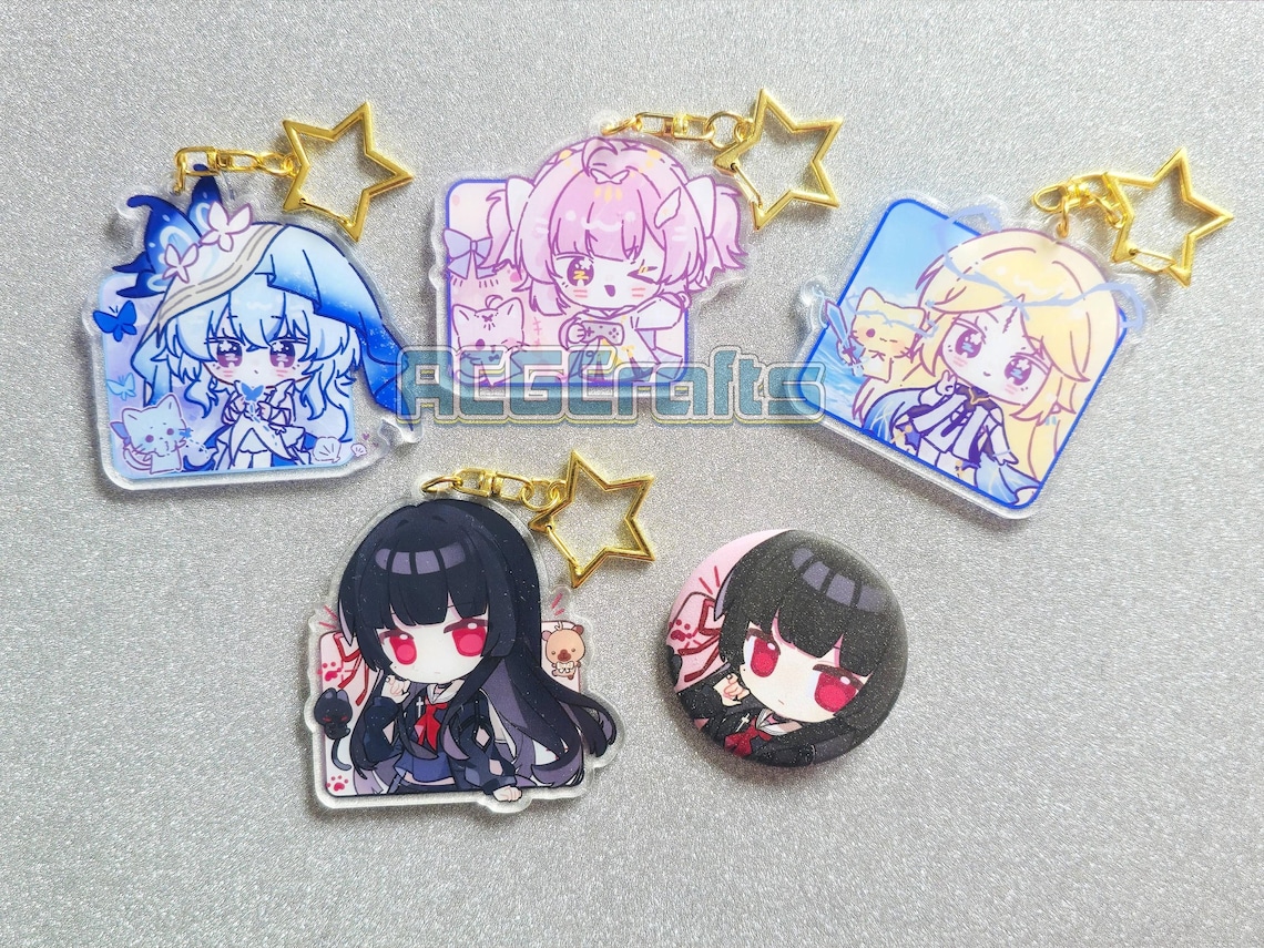 Shorekeeper Keychain Wuthering Waves WUWA Acrylic Cute Chibi Keychains Cartethyia the ...