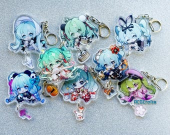 Hatsune Miku Charm with Dangling Part Cute Chibi - Double Sided Keychain