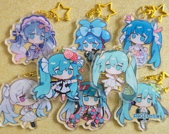 Hatsune Miku Charm: Double Sided Acrylic Keychain with Star Clasp