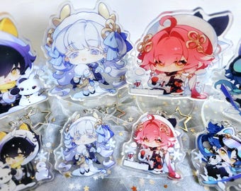 Wuthering Waves Winter Collection Charm - Rover Jinhsi Jiyan Changli Stand or Star Clasp Keychain