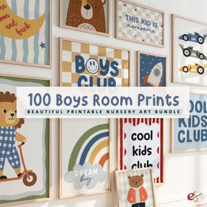 男の子向け子供部屋用プリント100点：プレイルームの壁飾り（デジタルダウンロード）
