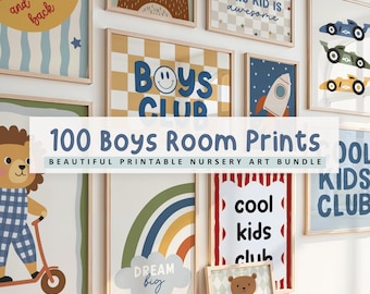 男の子向け子供部屋用プリント100点：プレイルームの壁飾り（デジタルダウンロード）