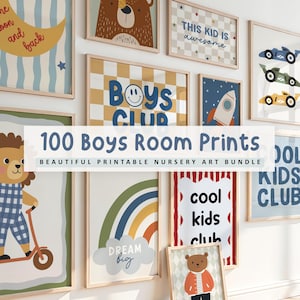 100 láminas para habitación de niños: decoración de pared para sala de juegos (descarga digital)