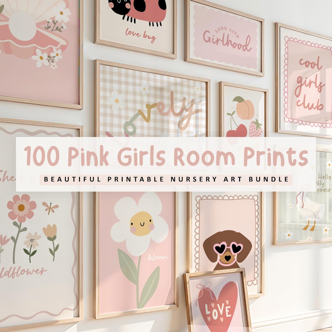 Girls Room Print Set: Playful Nursery & Kids Room Wall Art (digital ...