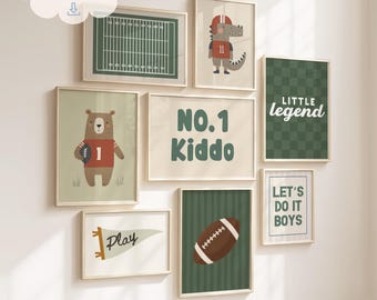 American Football, Boys Sports Nursery Prints: Kids Room Wall Art, Toddler Boy Room Wall Art Bundle (Digital Download)
