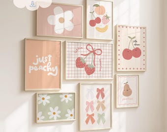 Girls Fruit Room Prints: Gallery Bundle, Playful Nursery & Kids Room Wall Art (Digital Download)