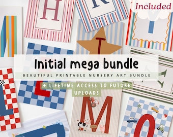 Entire Initial Collection, Lifetime Access Included. Boys & Girls Nursery Prints: Playroom Wall Art Decor (Digital Download)