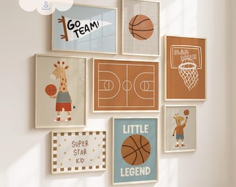 Basketball, Boys Sports Nursery Prints: Kids Room Wall Art, Toddler Boy Room Wall Art Bundle (Digital Download)