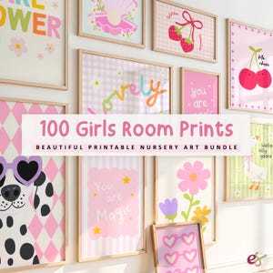 女の子の部屋用プリントセット：遊び心あふれる子供部屋・ベビールーム用ウォールアート（デジタルダウンロード）