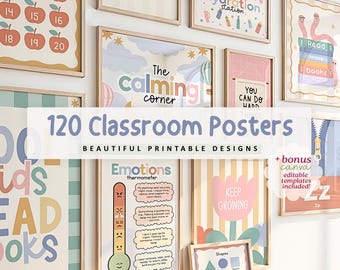 120 Educational Prints: Classroom Poster Bundle, Kids Wall Art Decor, (Digital Download)