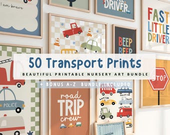 50+ Transport Bedroom Prints, Toddler Boy Room Wall Art Bundle (Digital Download)