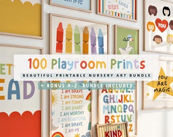100 Playroom Prints: Kids Wall Art Decor, Educational Theme (Digital Download)