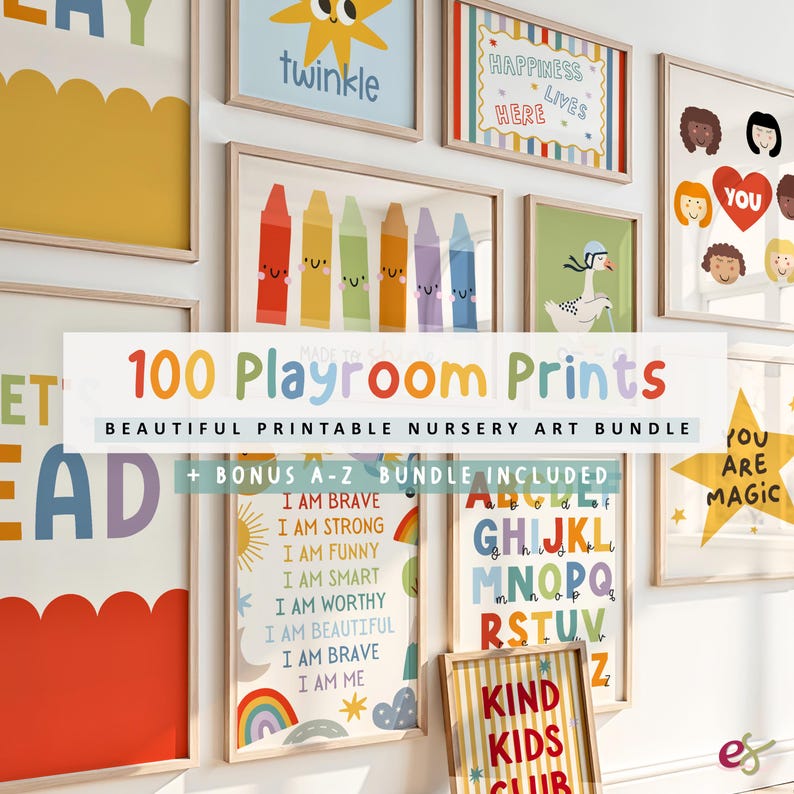 100 Playroom Prints: Kids Wall Art Decor, Educational Theme (digital ...