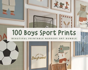 Láminas infantiles deportivas para niños: Decoración ecléctica para la pared de la habitación infantil (Descarga digital, 100 imágenes PNG)