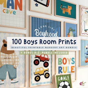 100 Boys Nursery Prints: Playroom Wall Art Decor (Digital Download)