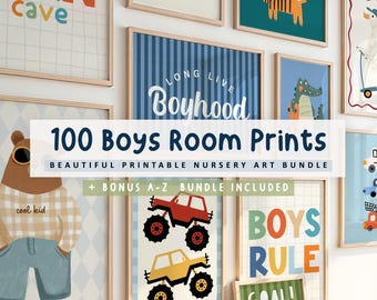 100 Boys Nursery Prints: Playroom Wall Art Decor (Digital Download)