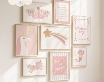 Girls Magical Room Prints: Gallery Bundle, Playful Nursery & Kids Room Wall Art (Digital Download)