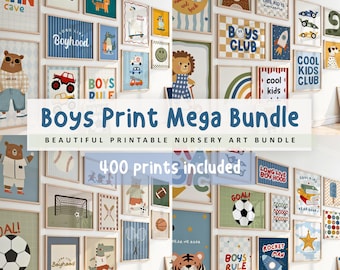 400 MEGA PRINT BUNDLE, Boys Nursery Prints: Playroom Wall Art Decor (Digital Download)