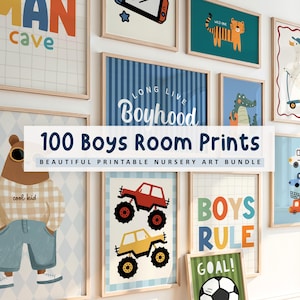 100 láminas para habitación de niños: decoración de pared para sala de juegos (descarga digital)
