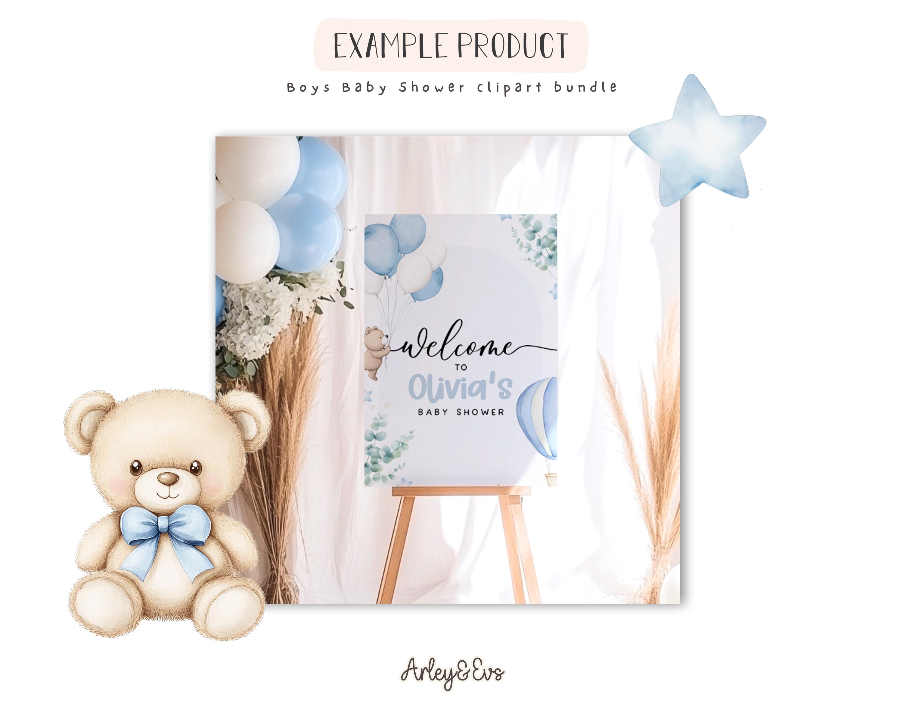 Watercolor Baby Shower Clipart Bundle: Pink & Blue PNG (digital ...