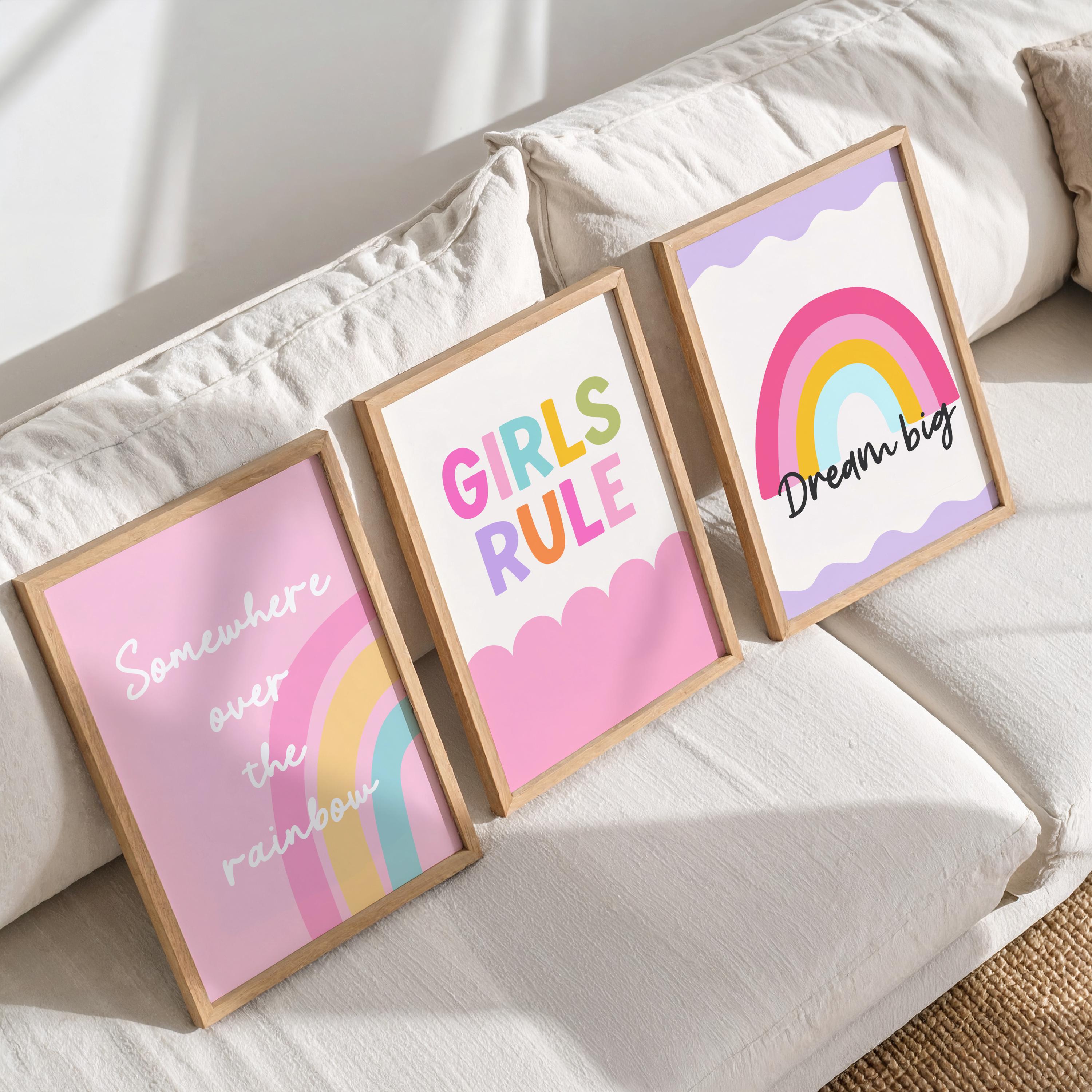 Girls Room Print Set: Playful Nursery & Kids Room Wall Art (digital ...