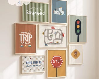 Transport Gallery Bundle, Emergency Vehicles, Car Bedroom Prints, Toddler Boy Room Wall Art Bundle (Digital Download)