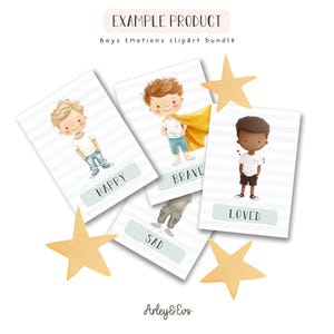 Boys Emotions Clipart: Watercolor Children's Faces (PNG) - Etsy