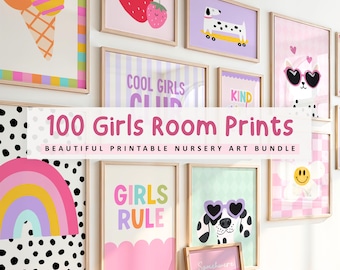 Girls Room Print Set: Playful Nursery & Kids Room Wall Art (Digital Download)