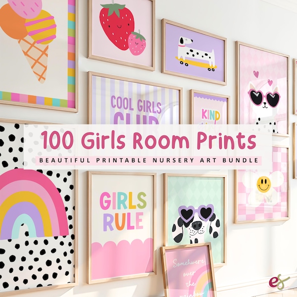 Girls Room Print Set: Playful Nursery & Kids Room Wall Art (Digital Download)