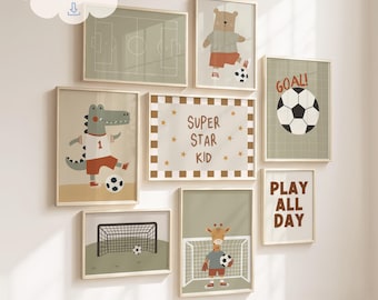 Football, Boys Sports Nursery Prints: Kids Room Wall Art, Toddler Boy Room Wall Art Bundle (Digital Download)