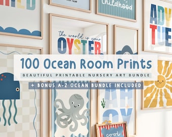 100 Ocean Nursery Prints: Playroom Wall Art Decor , Under The Sea Theme Decor (Digital Download)