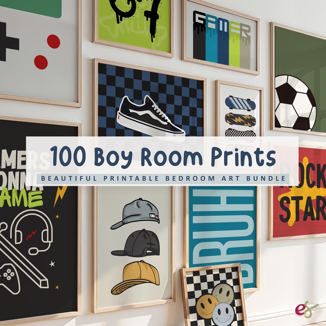 100 Teen Boys Nursery Prints: Tween Bedroom, Playroom Wall Art Decor ...