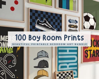 100 Teen Boys Nursery Prints: Tween Bedroom, Playroom Wall Art Decor (Digital Download)