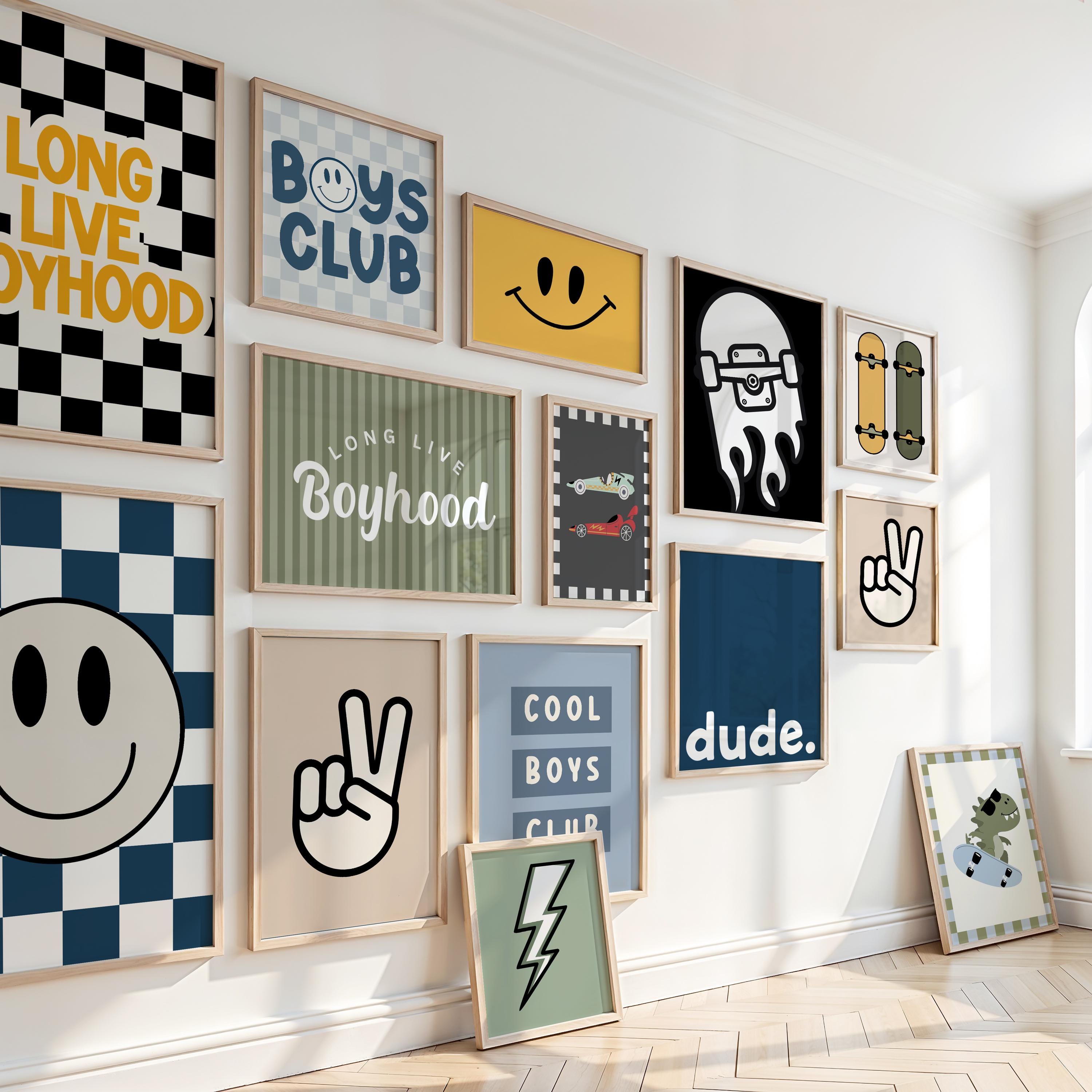 Boys Nursery Print Set: 100 Playful Kids Room Wall Art (digital ...