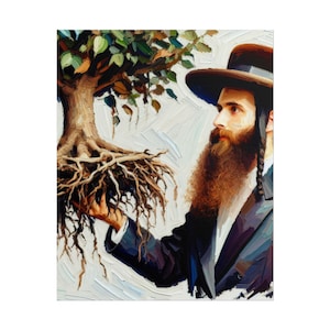 Wandering Jew Artwork Poster Jewish Wall Art, Rabbi Tree Art Print, Spiritual Home Decor, Religious Poster Gift