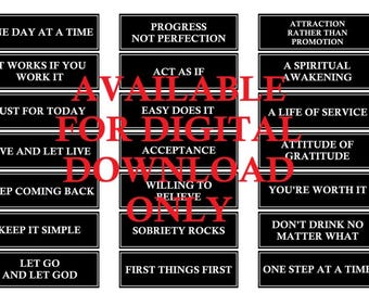 Twelve Step Slogans Digital Download 12 Step Scrapbooking Printable Junk Journal Card Making Inspirational Words Sayings Sober Sobriety AA