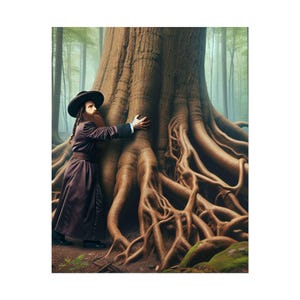 Jewish Art Poster Rabbi Holding Tree of Life Rolled Print for Home Decor Religious Wall Art Spiritual Gift Jewish Holiday Decoration,