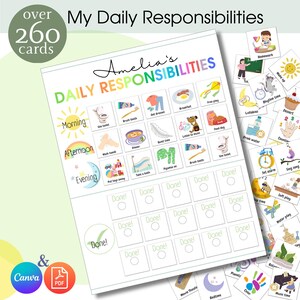Daily Responsibilities Chore Chart, Printable Full Day Visual Routine, Kids Daily Task List, Morning/Afternoon/Evening Activities, Checklist