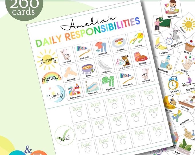 Editable Kids Daily Routine Cards & Chore Chart - Visual Schedule for ...